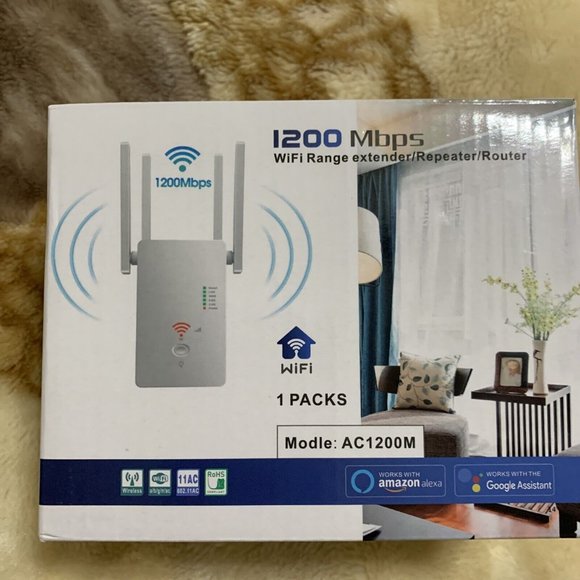 1200 Mbps WiFi Range Extender Repeater Router Model AC1200M - White - Picture 3 of 7